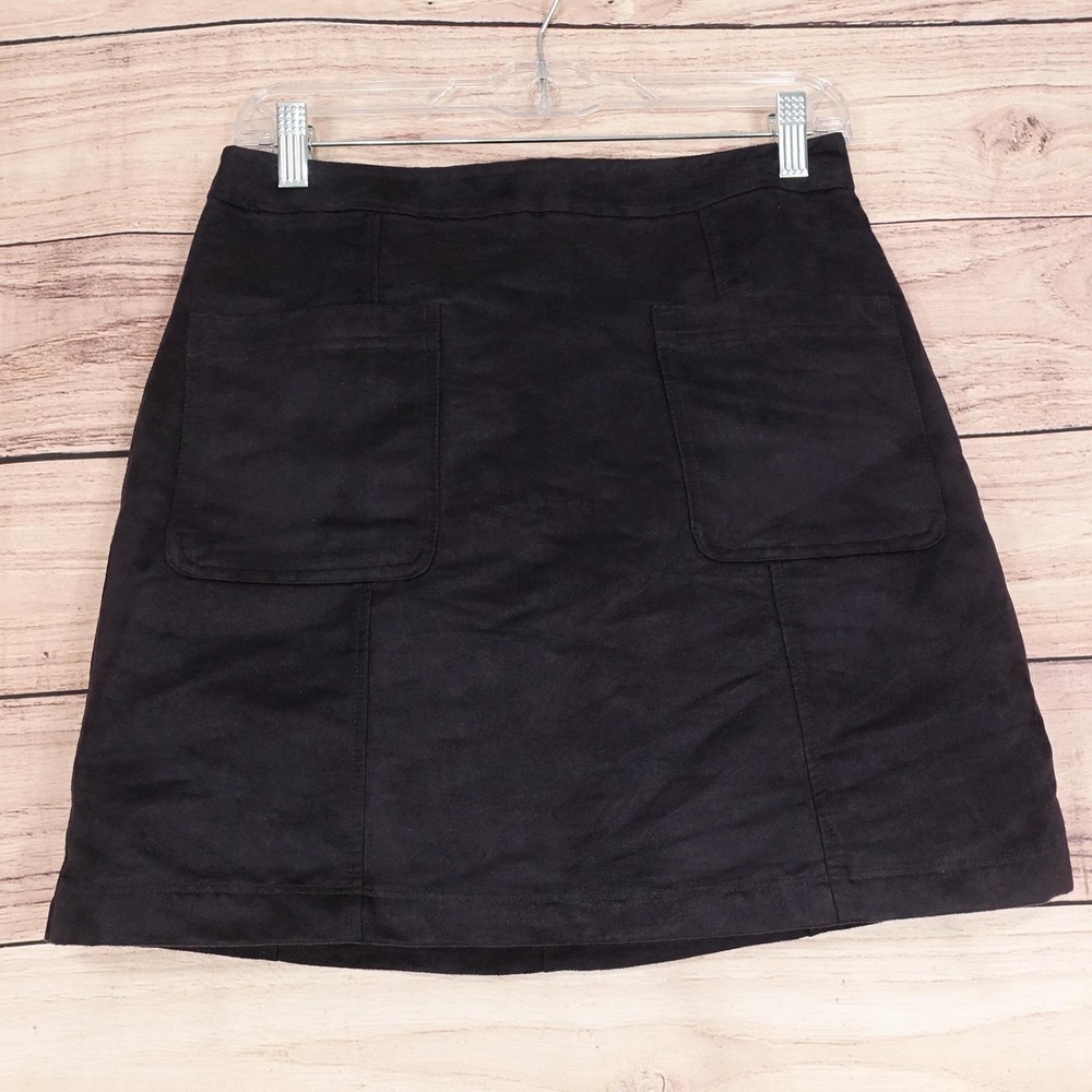 Old Navy‎ Skirt Womens 6 Black A-Line Short Microfiber High Rise Pockets Zip